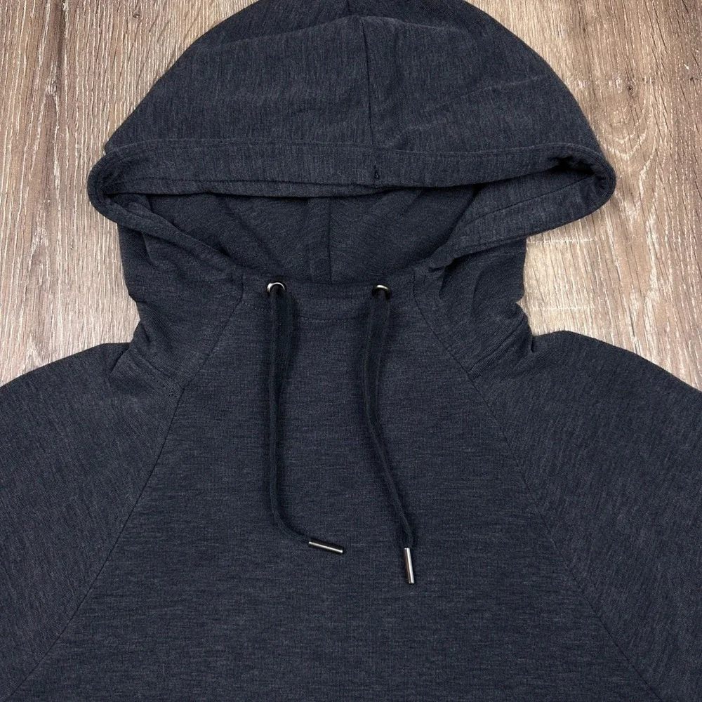 Banana Republic Polartec Hoodie Mens Medium Charcoal Gray Fleece Pullover Warm